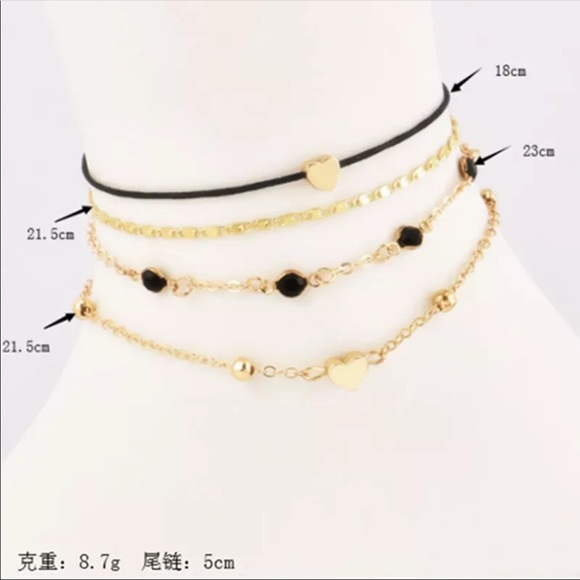 🆕 Gold Hearts Anklet Set 4Pc - Picture 2 of 3